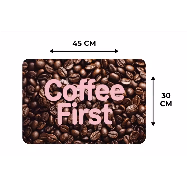 Coffee First - Koffiebonen - Roze Placemat vinyl groot -specs