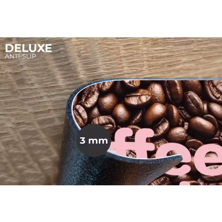 Coffee First - Koffiebonen - Roze Placemat vinyl groot -closeup