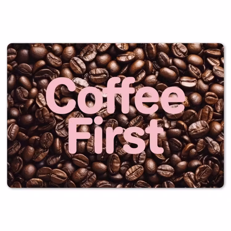 Coffee First - Koffiebonen - Roze Placemat vinyl groot -zzsfeer1_Kitchenyeah-website