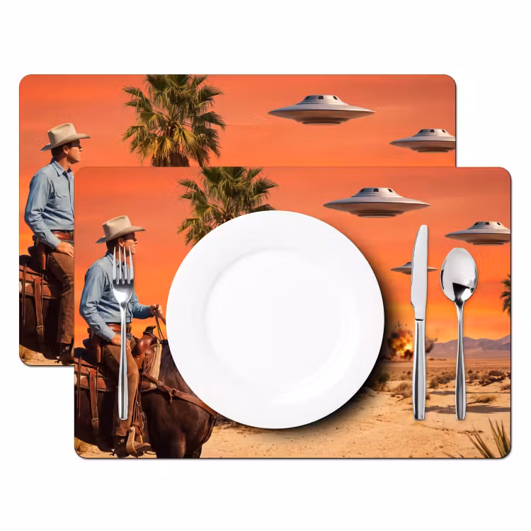 Placemat - 6 stuks - Cowboy - Paard - Woestijn - Cowboy - Paard - Woestijn Placemat vinyl groot