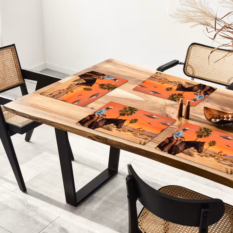 Placemat - 6 stuks - Cowboy - Paard - Woestijn - Cowboy - Paard - Woestijn Placemat vinyl groot