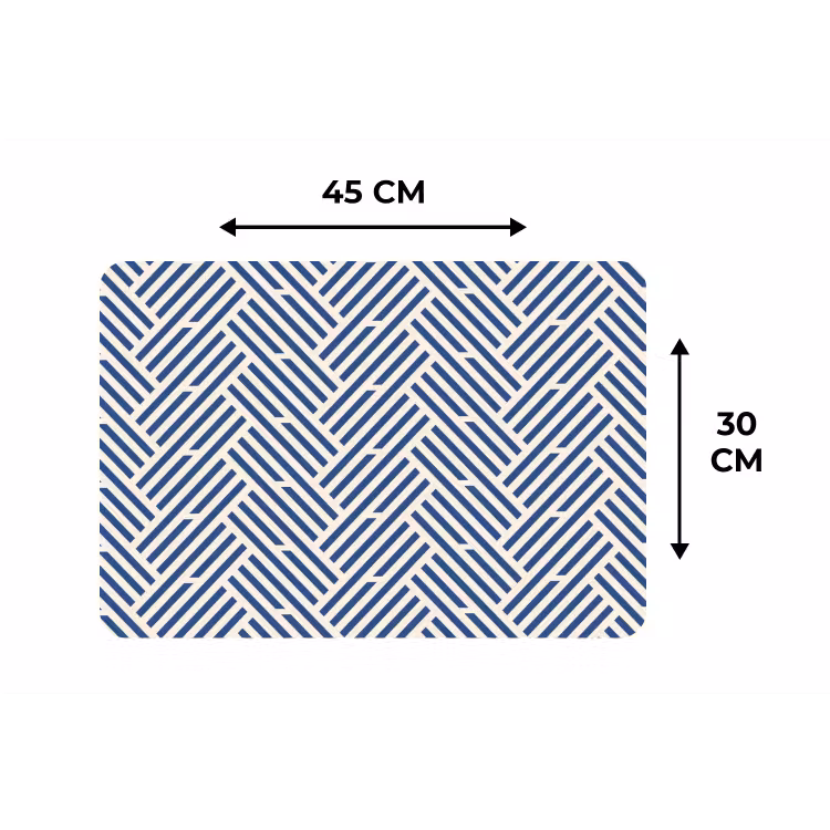 Crème - Blauw - Strepen - Patroon Placemat vinyl groot 368 -specs