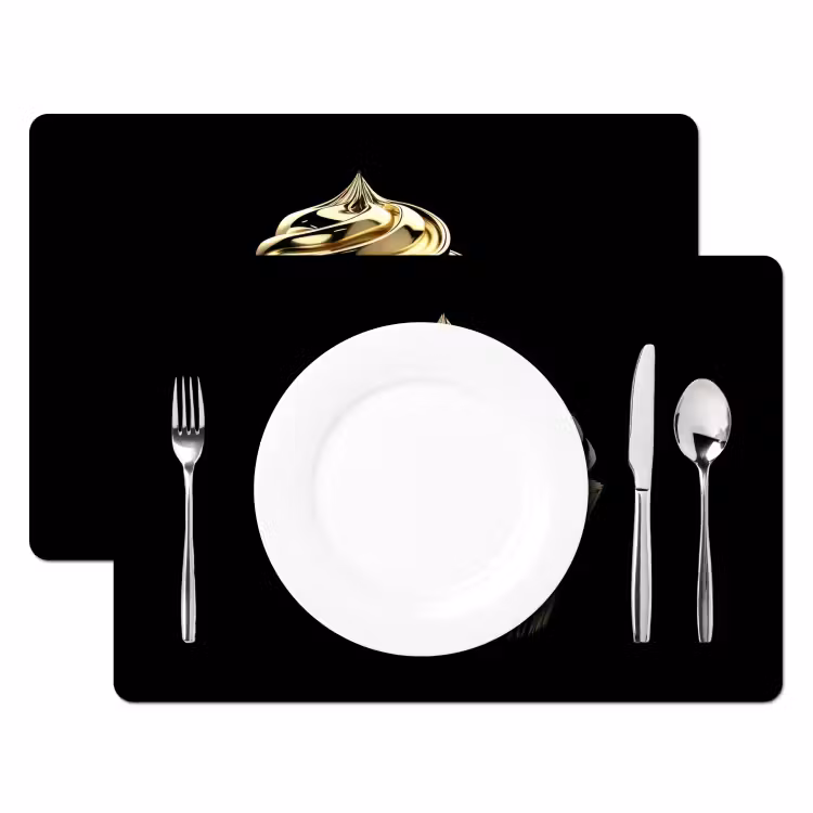 Cupcake - Eten - Goud - Zwart Placemat vinyl groot -zzsfeer2_Kitchenyeah-website