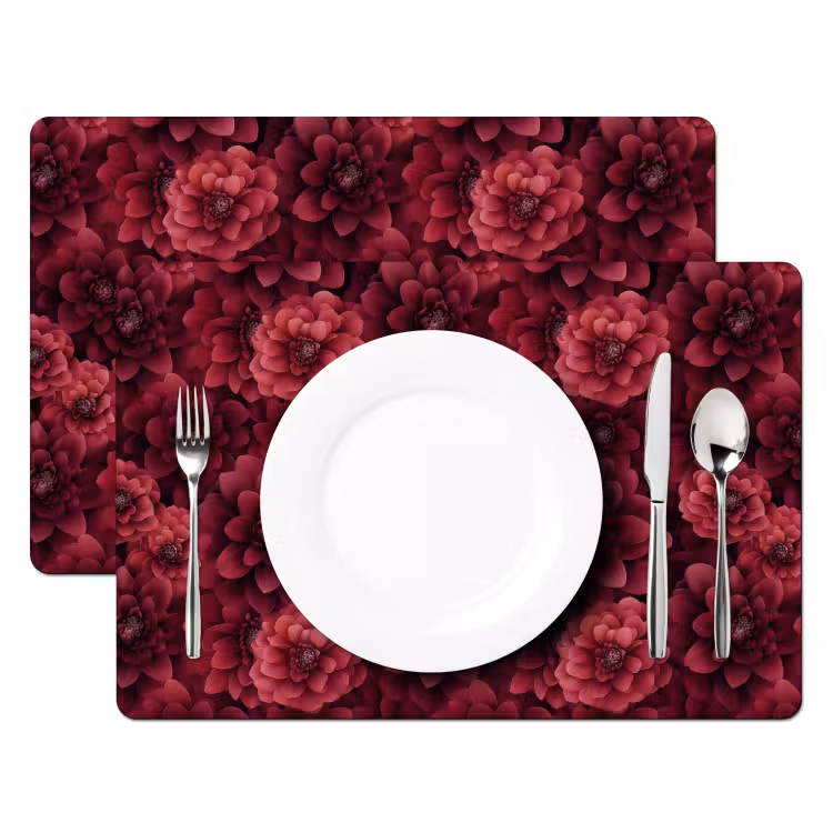 Dahlias - Bloemen - Rood Placemat vinyl groot 368 -zzsfeer2_Kitchenyeah-website