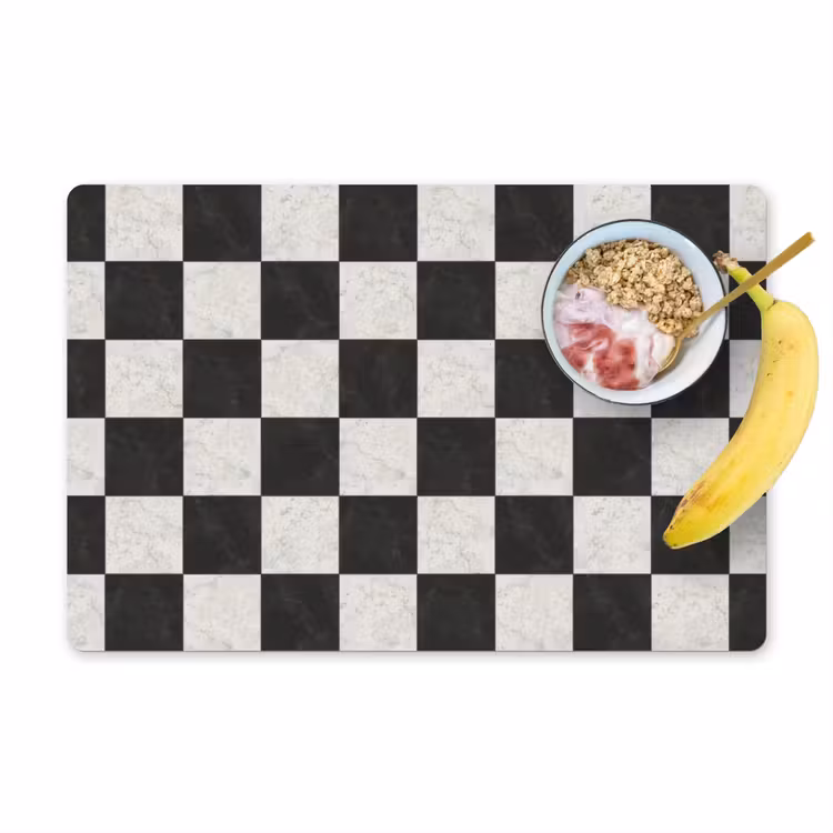 Dambord - Marmer - Zwart - Wit Placemat vinyl groot 368 -zzzproduct_Kitchenyeah-website