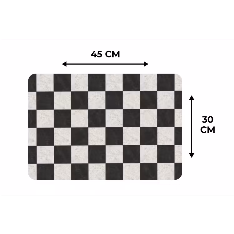Dambord - Marmer - Zwart - Wit Placemat vinyl groot 368 -specs