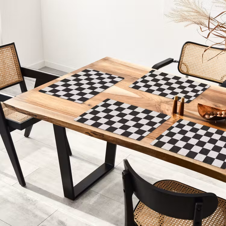 Dambord - Marmer - Zwart - Wit Placemat vinyl groot 368 -zzsfeer4_Kitchenyeah-website
