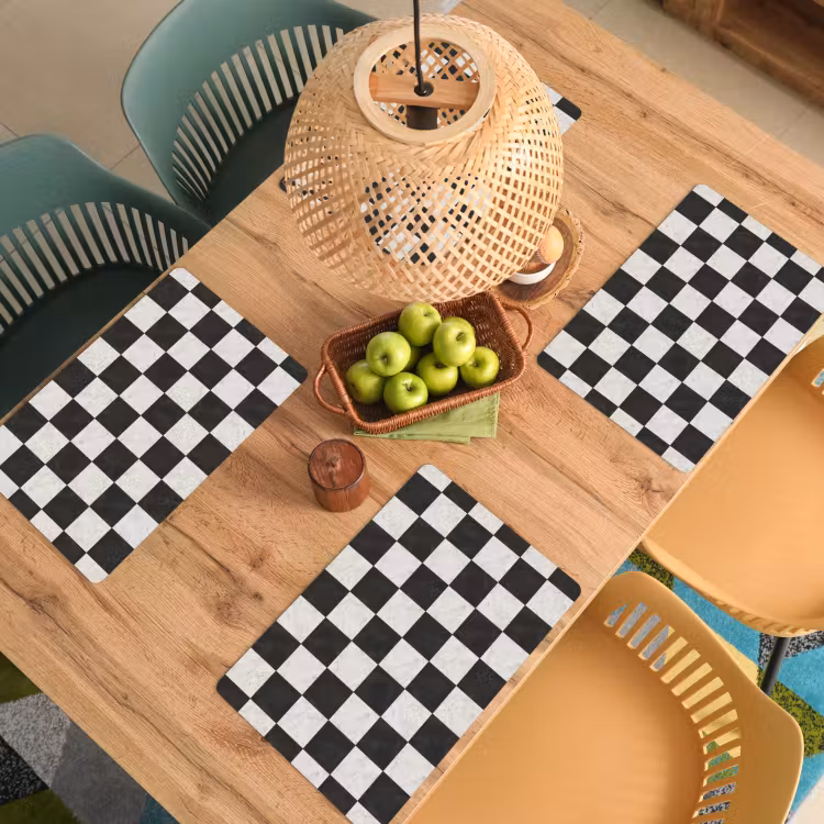 Dambord - Marmer - Zwart - Wit Placemat vinyl groot 368 -zzsfeer5_Kitchenyeah-website
