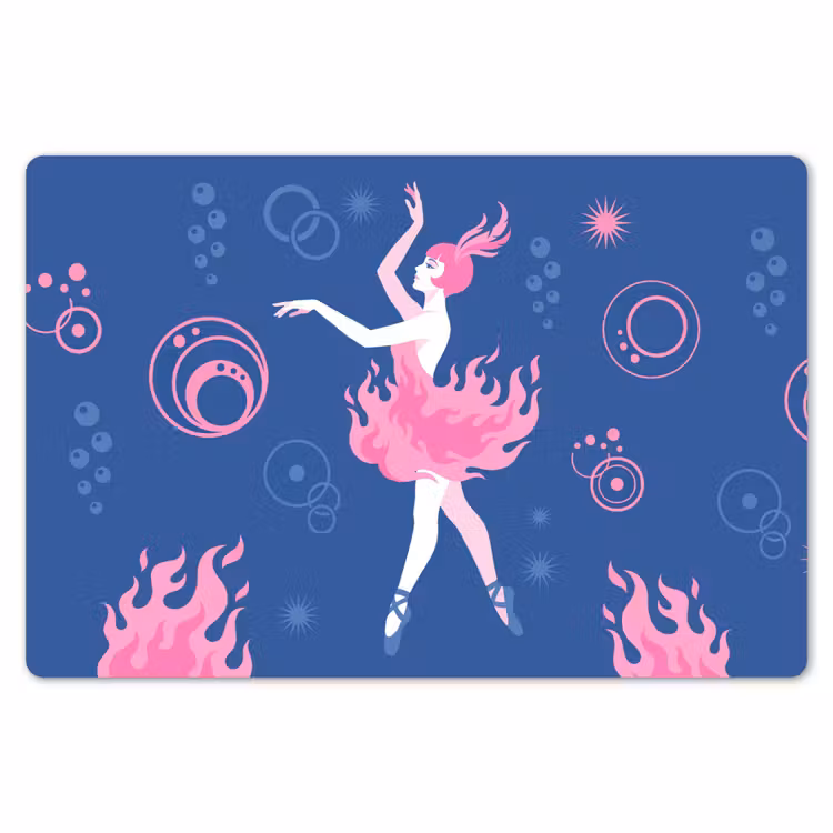 Danseres - Vlammenrok - Abstract - Roze - Blauw Placemat vinyl groot -zzsfeer1_Kitchenyeah-website