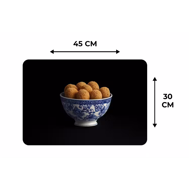 Delfts blauw - Bitterballen - Holland - Schaal Placemat vinyl groot -specs