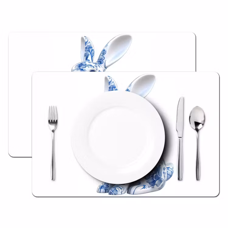 Delftsblauw - Haasje - Wit Placemat vinyl groot -zzsfeer2_Kitchenyeah-website