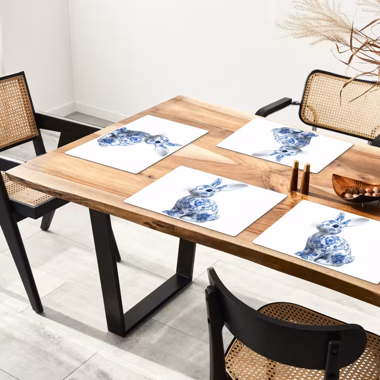 Delftsblauw - Haasje - Wit Placemat vinyl groot -zzsfeer4_Kitchenyeah-website