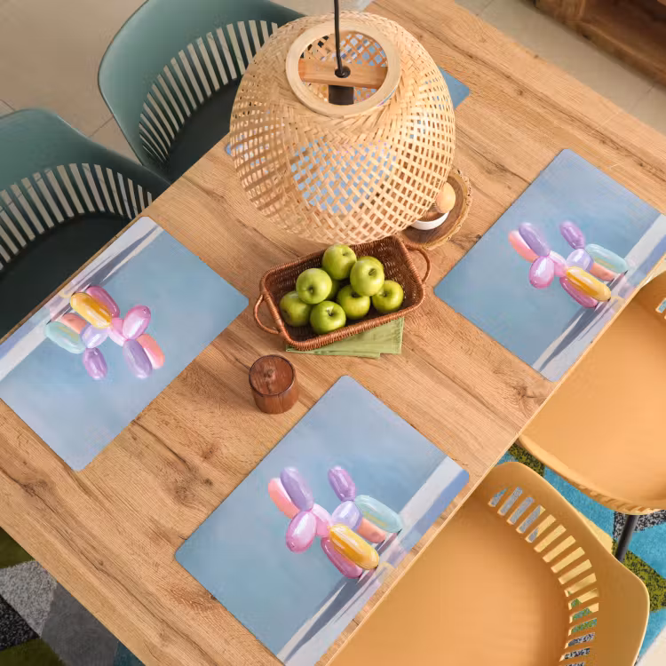 Dier - Ballon - Pasteltinten - Glanzend Placemat vinyl groot -zzsfeer5_Kitchenyeah-website
