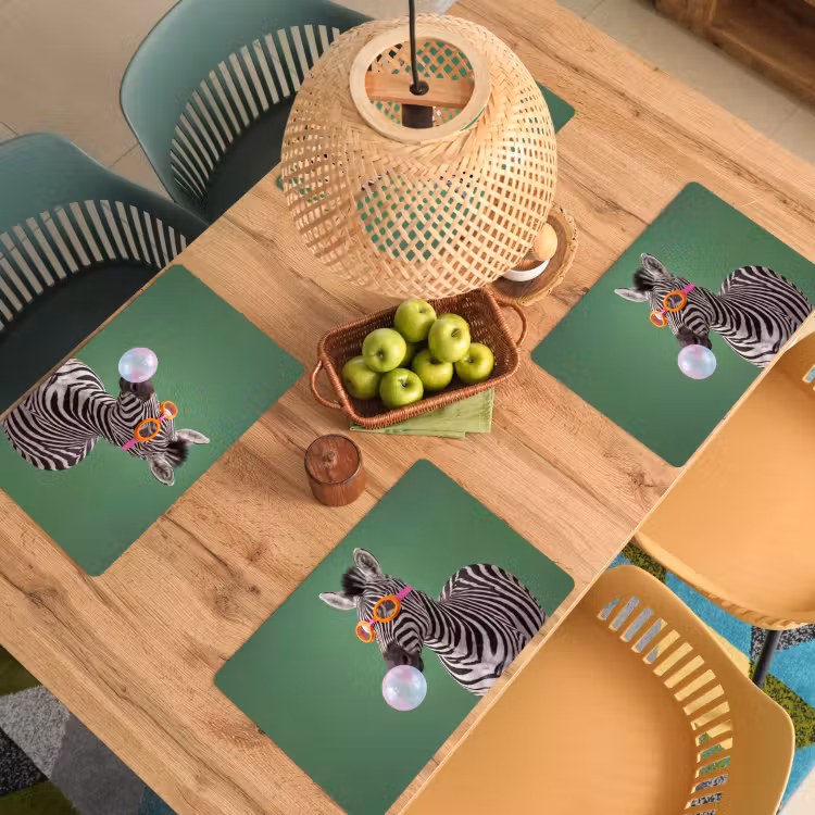 Dier - Bril - Bel - Modern - Groen Placemat vinyl groot -zzsfeer5_Kitchenyeah-website