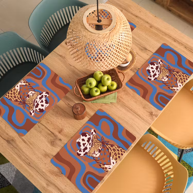 Dieren - Cowboyhoed - Modern - Illustratie - Bruin Placemat vinyl groot -zzsfeer5_Kitchenyeah-website