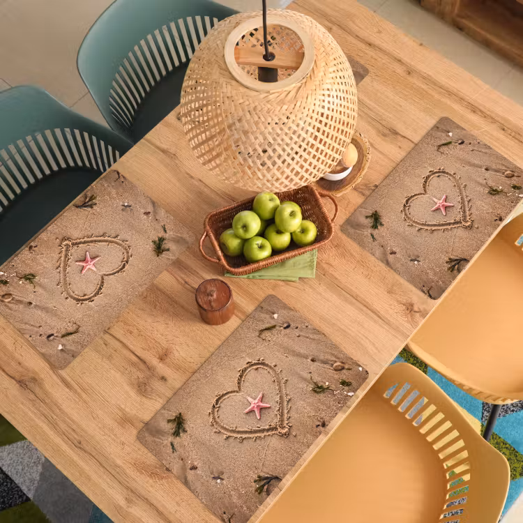 Dieren - Hart - Strand - Zand - Roze Placemat vinyl groot -zzsfeer5_Kitchenyeah-website