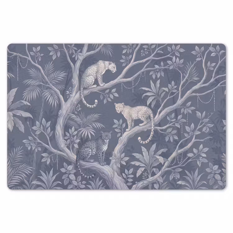 Dieren - Jungle - Illustratie - Bomen - Blauw Placemat vinyl groot -zzsfeer1_Kitchenyeah-website