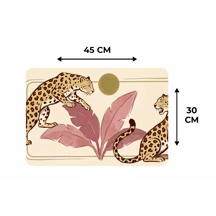 Dieren - Kat - Jungle - Illustratie - Beige Placemat vinyl groot -specs