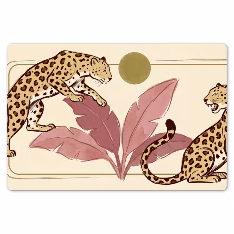 Dieren - Kat - Jungle - Illustratie - Beige Placemat vinyl groot -zzsfeer1_Kitchenyeah-website