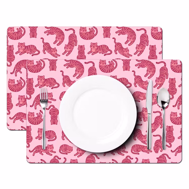 Dieren - Patroon - Roze - Speels - Cartoon Placemat vinyl groot -zzsfeer2_Kitchenyeah-website