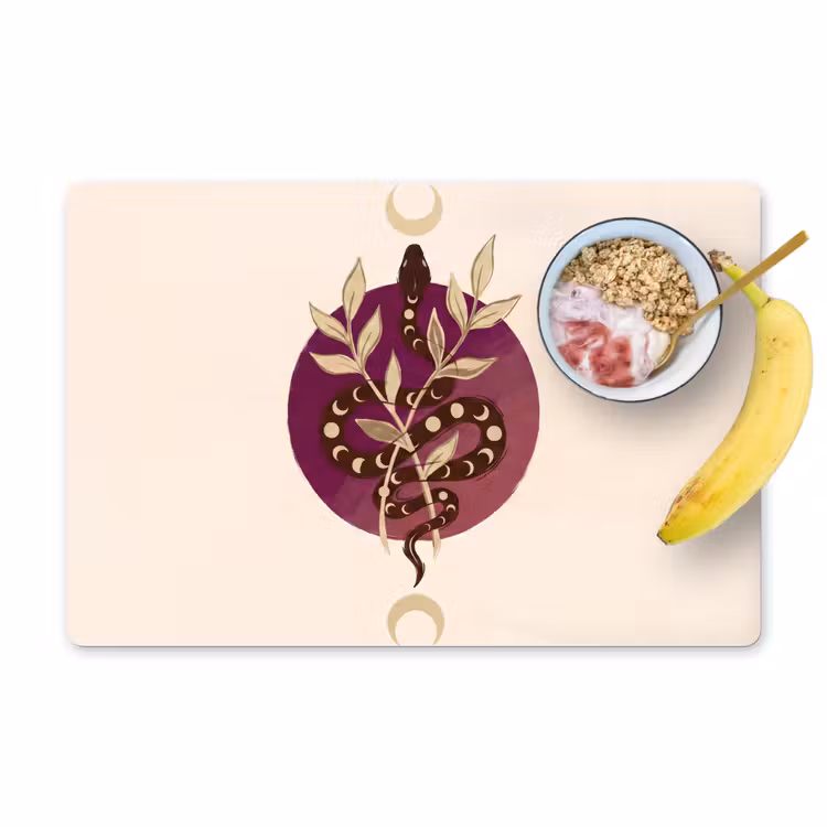 Dieren - Slang - Maan - Mystiek - Abstract Placemat vinyl groot -zzzproduct_Kitchenyeah-website