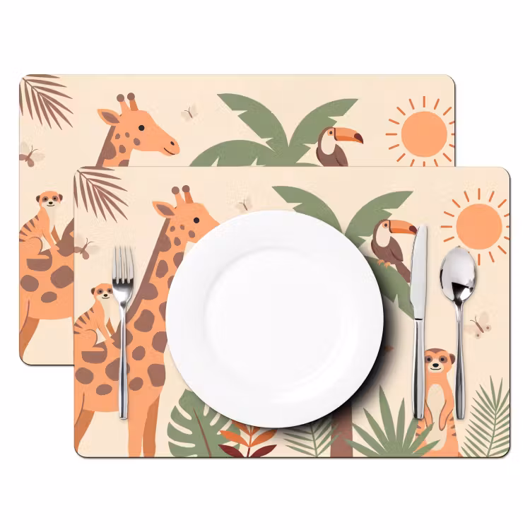 Dieren - Tropisch - Safari - Kleurrijk Placemat vinyl groot -zzsfeer2_Kitchenyeah-website
