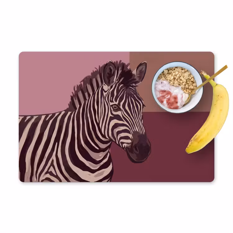 Dieren - Zebrahoofd - Wildlife - Modern - Bruin Placemat vinyl groot -zzzproduct_Kitchenyeah-website