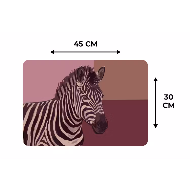 Dieren - Zebrahoofd - Wildlife - Modern - Bruin Placemat vinyl groot -specs