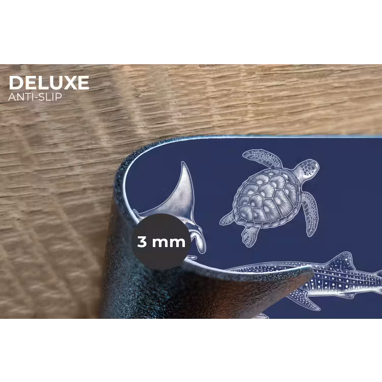 Dieren - Zeeleven - Oceaan - Graveren - Blauw Placemat vinyl groot -closeup