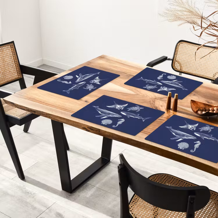 Dieren - Zeeleven - Oceaan - Graveren - Blauw Placemat vinyl groot -zzsfeer4_Kitchenyeah-website