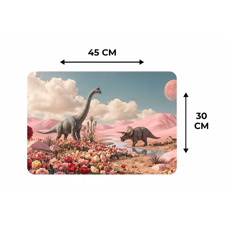 Placemat - 6 stuks - Dinosaurus - Roze - Landschap - Dinosaurus - Roze - Landschap Placemat vinyl groot