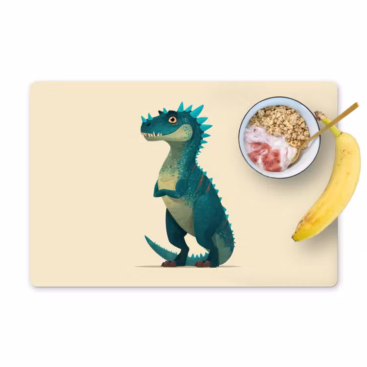 Dinosaurus - Turquoise - Stekels Placemat vinyl groot -zzzproduct_Kitchenyeah-website
