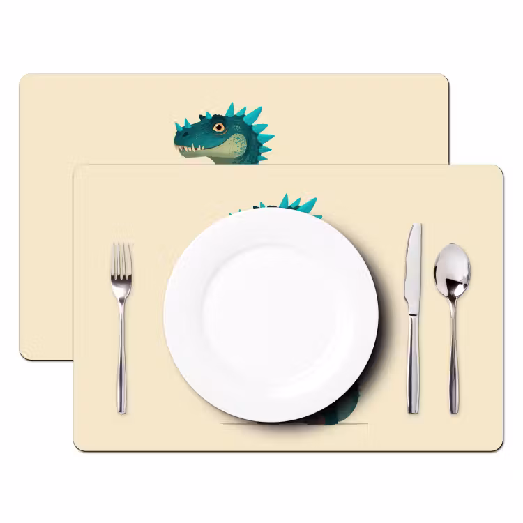 Dinosaurus - Turquoise - Stekels Placemat vinyl groot -zzsfeer2_Kitchenyeah-website