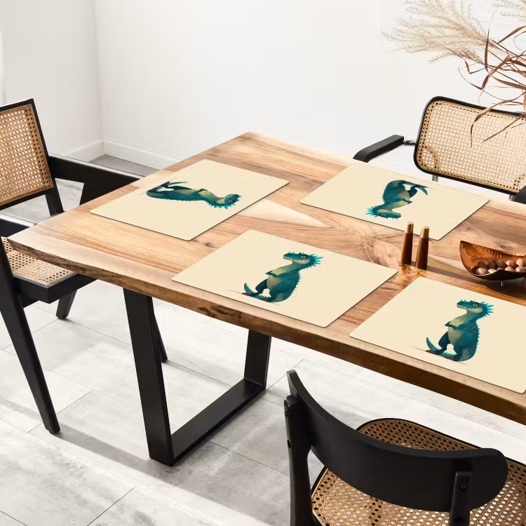 Dinosaurus - Turquoise - Stekels Placemat vinyl groot -zzsfeer4_Kitchenyeah-website