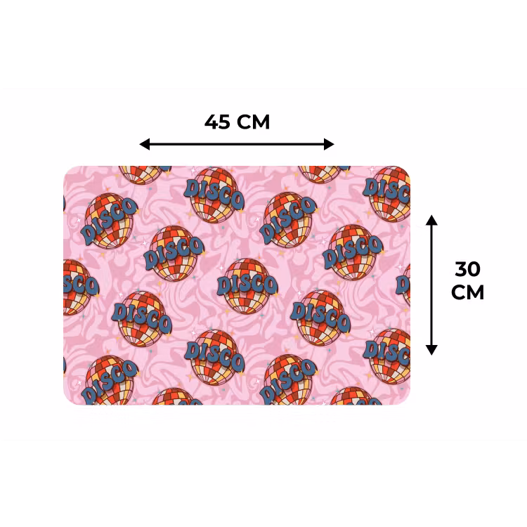 Disco - Bal - Patroon - Roze Placemat vinyl groot 368 -specs