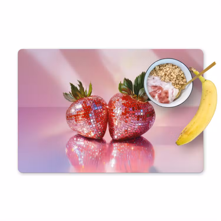 Disco - Fruit - Glitter - Strawberry Placemat vinyl groot -zzzproduct_Kitchenyeah-website