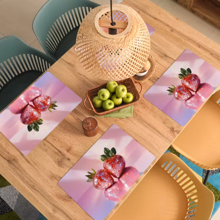 Disco - Fruit - Glitter - Strawberry Placemat vinyl groot -zzsfeer5_Kitchenyeah-website