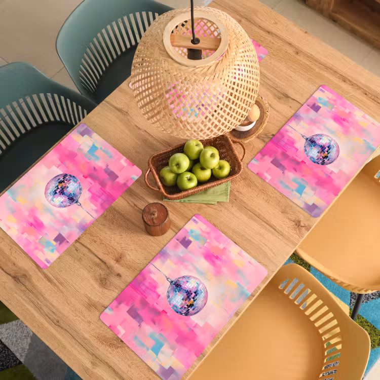 Discobal - Pink - Verf Placemat vinyl groot -zzsfeer5_Kitchenyeah-website