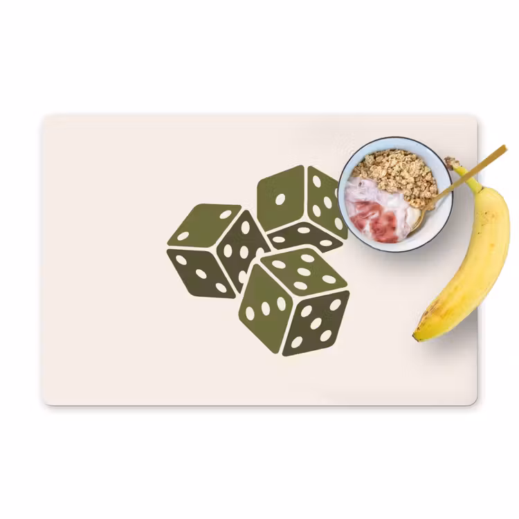 Dobbelsteen - Spel - Groen - Abstract Placemat vinyl groot -zzzproduct_Kitchenyeah-website