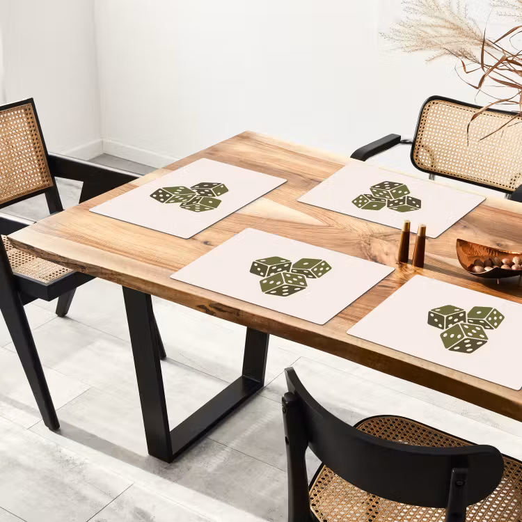 Dobbelsteen - Spel - Groen - Abstract Placemat vinyl groot -zzsfeer4_Kitchenyeah-website
