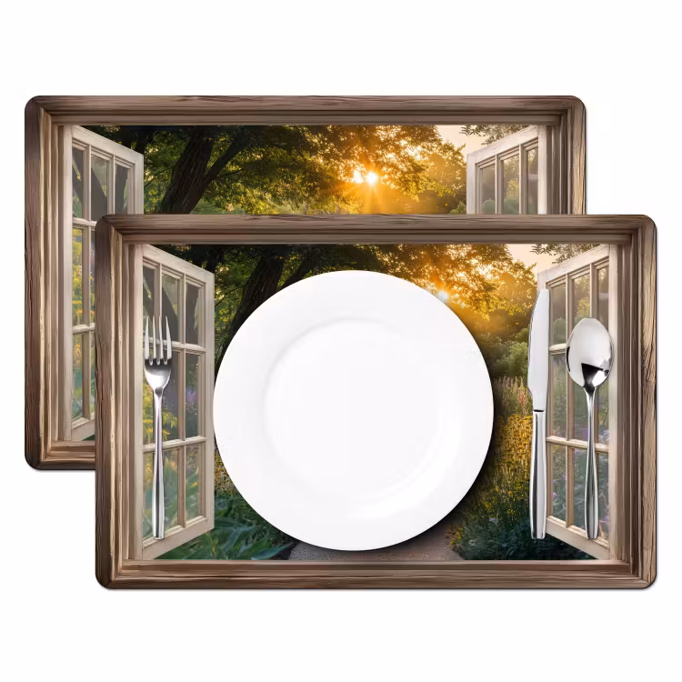 Doorkijk - Bloemen - Natuur - Zon - Pad Placemat vinyl groot -zzsfeer2_Kitchenyeah-website