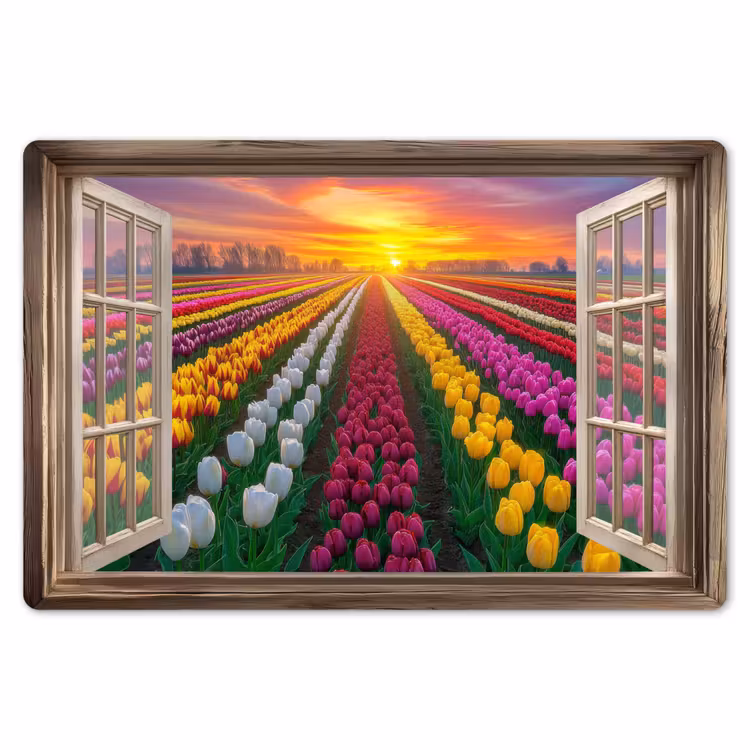 Doorkijk - Bloemen - Tulpen - Kleurrijk - Zonsondergang Placemat vinyl groot -zzsfeer1_Kitchenyeah-website
