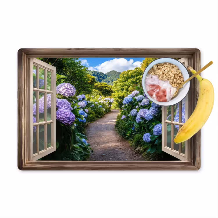 Doorkijk - Hortensia - Pad - Natuur Placemat vinyl groot -zzzproduct_Kitchenyeah-website