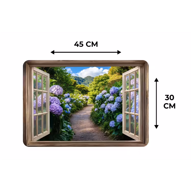 Doorkijk - Hortensia - Pad - Natuur Placemat vinyl groot -specs