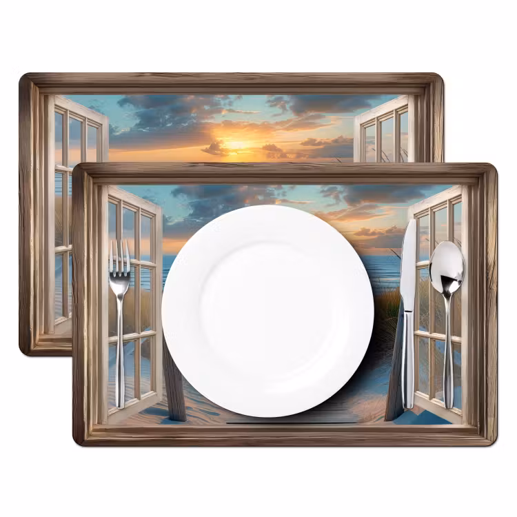 Doorkijk - Strand - Pad - Zonsondergang Placemat vinyl groot -zzsfeer2_Kitchenyeah-website