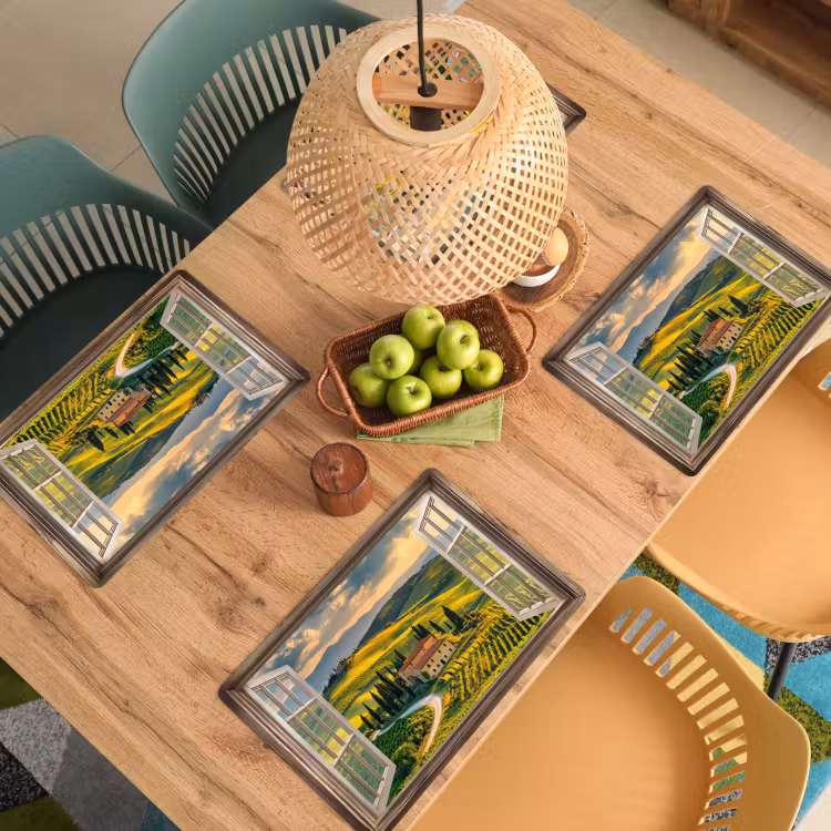 Doorkijk - Toscane - Uitzicht - Landschap - Zomer Placemat vinyl groot -zzsfeer5_Kitchenyeah-website