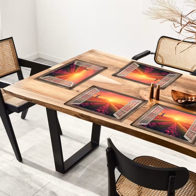 Doorkijk - Tulpen - Zonsondergang - Bloemen - Kleurrijk Placemat vinyl groot -zzsfeer4_Kitchenyeah-website