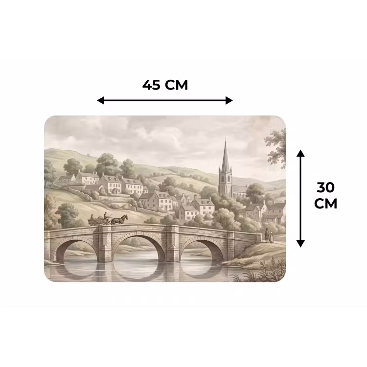 Dorp - Brug - Uitzicht - Groen Placemat vinyl groot -specs