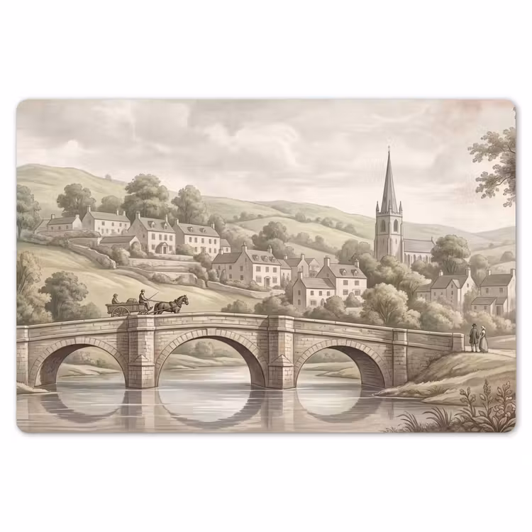 Dorp - Brug - Uitzicht - Groen Placemat vinyl groot -zzsfeer1_Kitchenyeah-website