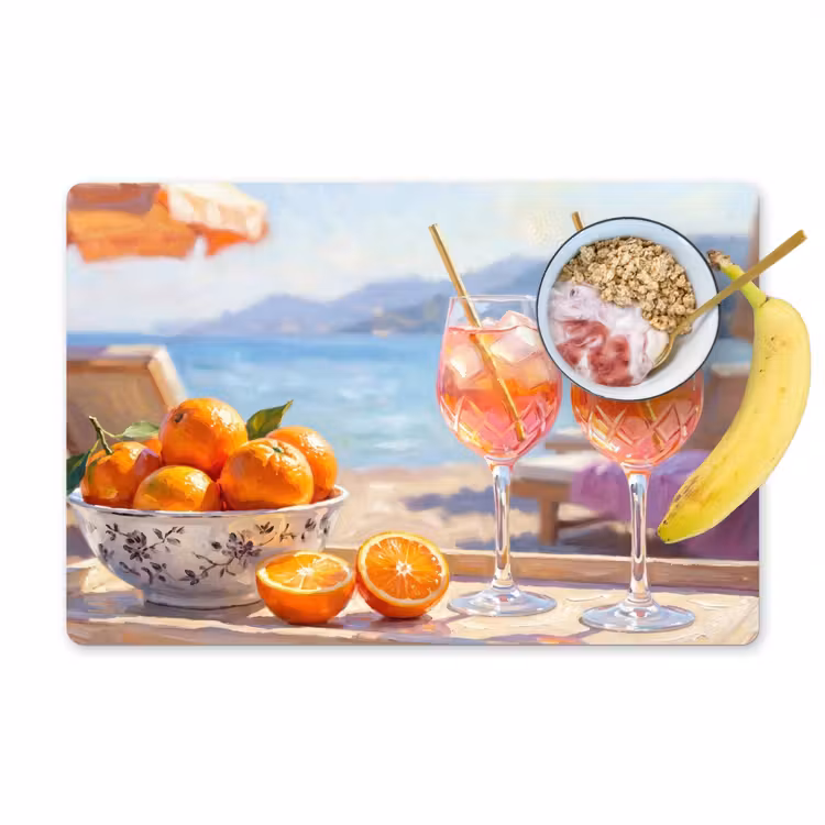 Drank - Glazen - Strand - Zomer - Oranje Placemat vinyl groot -zzzproduct_Kitchenyeah-website